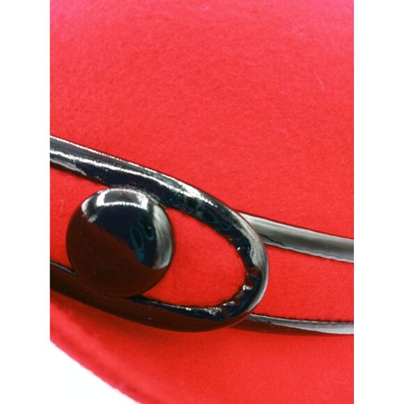 Red Wool Cloche Hat With Black Trim & Button Detailing Fits Most Sizes Target - Picture 2 of 14